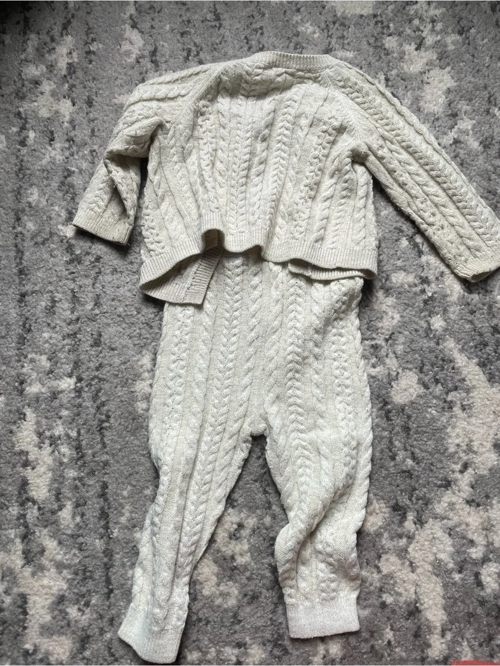 Cozy Cream Cable-Knit babyMatching Set - Cardigan & Pants 6 month baby